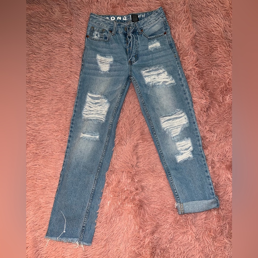 S.O.N.G Blue High Waisted Ripped Jeans | S: 00/23 | Med Wash